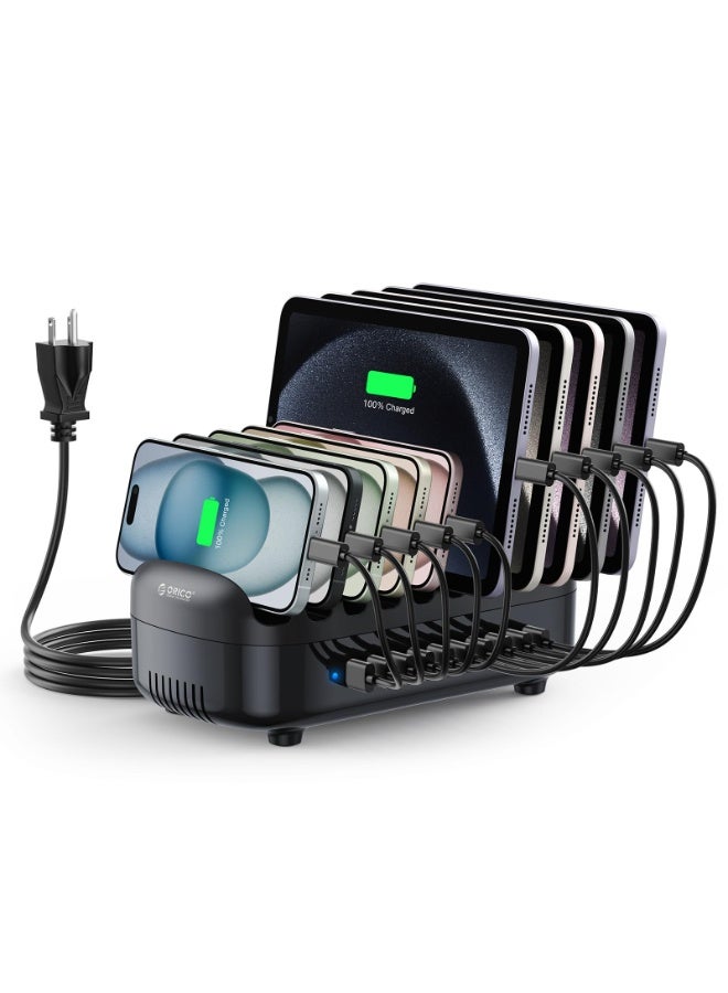 Orico ORICO 120W Charging Station for Multiple Devices, 10-Ports USB Charging Docking Organizer Station, Multi USB Charging Station Compatible with iPad, Tablet, Kindle, Airpods and Cell Phone - Image 1