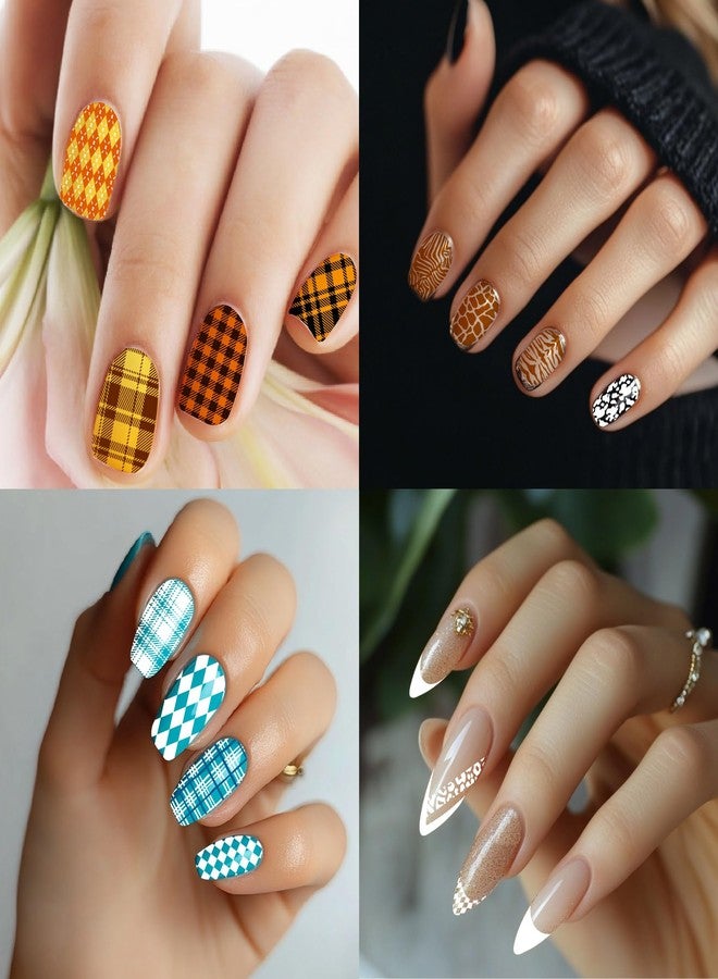 Arbuya Nail Art Stamping Plates Set of 3 - Plaid, Animal Print & French Tip Designs - Stainless Steel Manicure Art Tool - Image 2