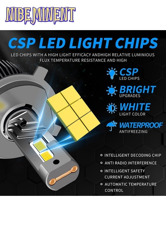 نيبمينينت مصابيح LED لمصابيح السيارة 65W، ضوء أبيض نقي 6500K، شرائح CSP مع نظام تبريد بأنابيب نحاسية مزدوجة، متوافقة مع 12V/24V، قابلة للتوصيل والتشغيل، بديلة لمصابيح الهالوجين، مقابس متعددة: H7 H1 H4 H11 9005 9006 9012 - Image 4