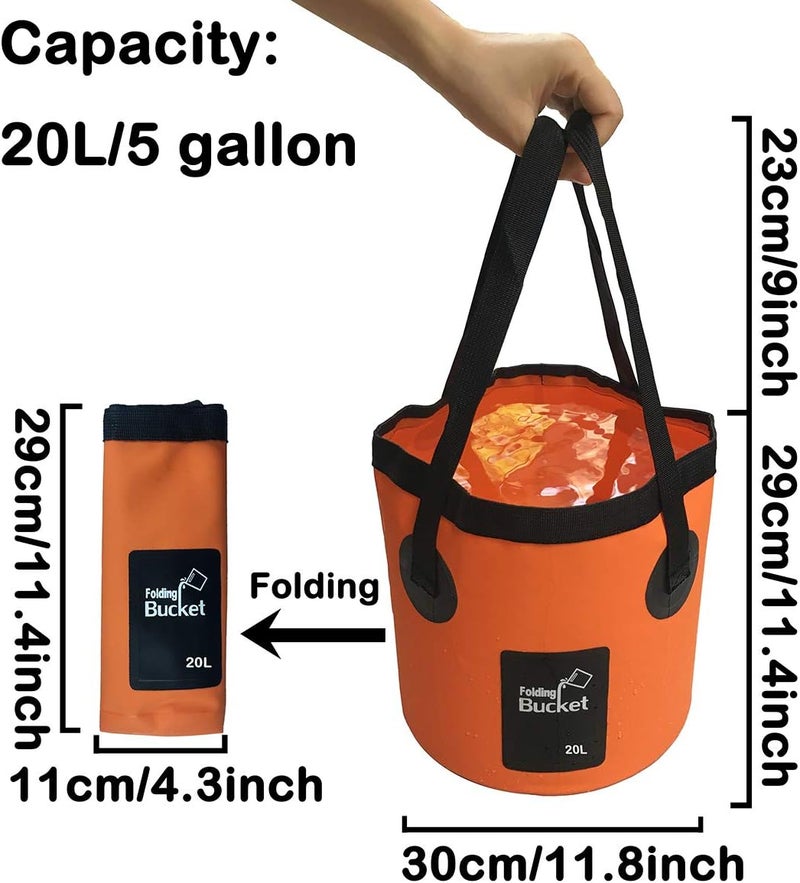 Sunglow Collapsible 5 Gallon Multifunctional Portable Fishing Bucket - Wash Basin Folding Bucket - Water Container for Fishing, Camping, Gardening (20L/5 Gallon (Orange)) - Image 2