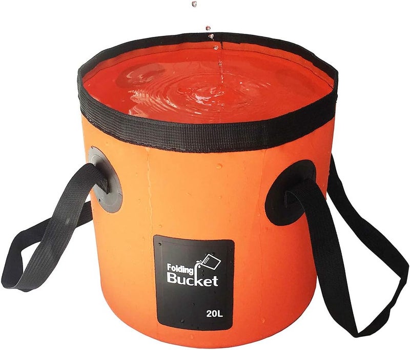 Sunglow Collapsible 5 Gallon Multifunctional Portable Fishing Bucket - Wash Basin Folding Bucket - Water Container for Fishing, Camping, Gardening (20L/5 Gallon (Orange)) - Image 1