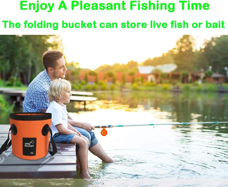 Sunglow Collapsible 5 Gallon Multifunctional Portable Fishing Bucket - Wash Basin Folding Bucket - Water Container for Fishing, Camping, Gardening (20L/5 Gallon (Orange)) - Image 3