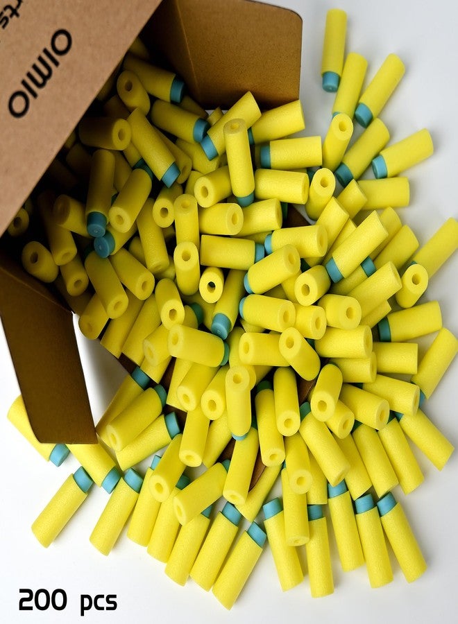 OIMIO Half Length Darts Refill Pack, 200pcs Short Soft Bullets Compatible With Dart Zone, Nerf, Worker, Zhenweiqi, 14+ (Blue Yellow) - Image 3