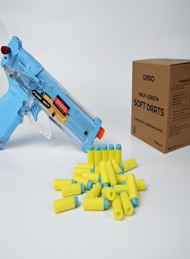 OIMIO Half Length Darts Refill Pack, 200pcs Short Soft Bullets Compatible With Dart Zone, Nerf, Worker, Zhenweiqi, 14+ (Blue Yellow) - Image 5