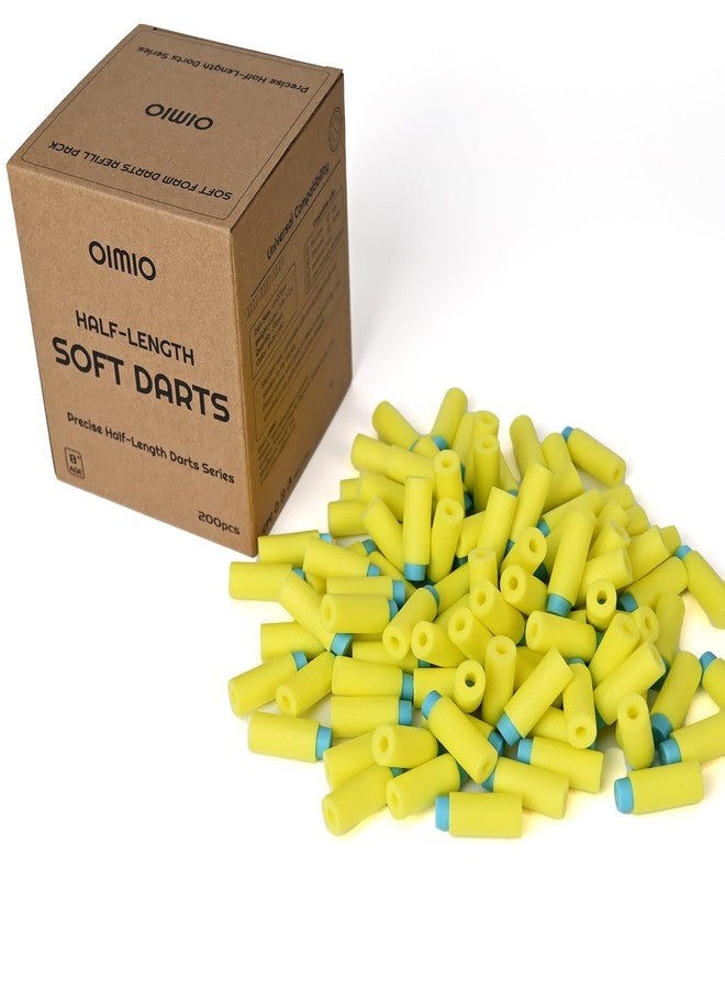 OIMIO Half Length Darts Refill Pack, 200pcs Short Soft Bullets Compatible With Dart Zone, Nerf, Worker, Zhenweiqi, 14+ (Blue Yellow) - Image 1