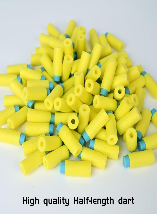 OIMIO Half Length Darts Refill Pack, 200pcs Short Soft Bullets Compatible With Dart Zone, Nerf, Worker, Zhenweiqi, 14+ (Blue Yellow) - Image 2