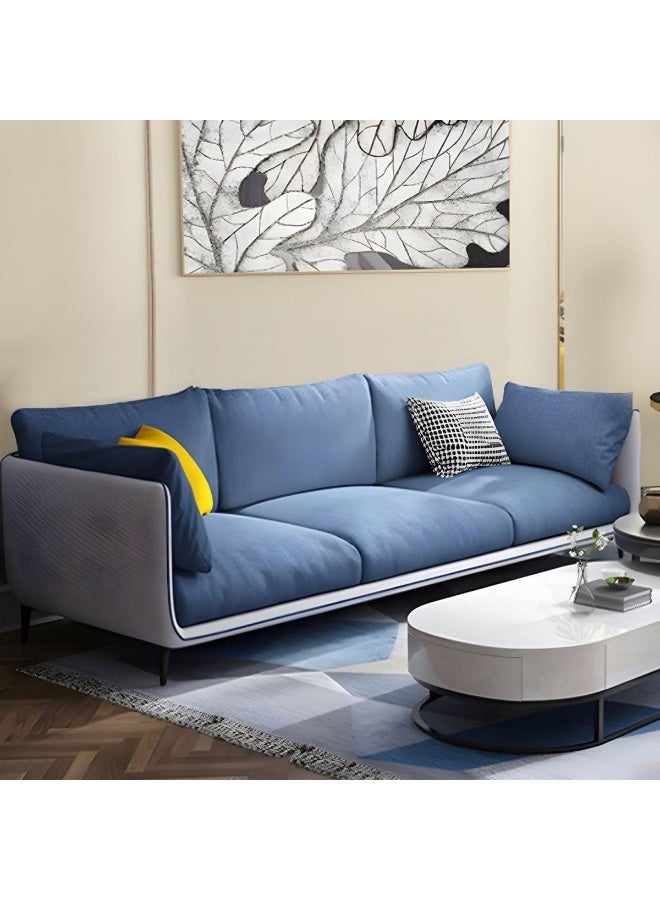 Ripple FURNITURE UAE Homes Contemporary 3-Seater Fabric Sofa, Blue and Green, Modern Living Room Couch with Decorative Pillows - Image 1
