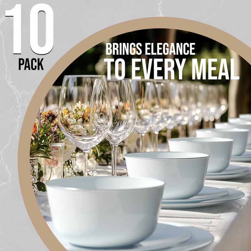 Trendables Plastic Bowls Disposable Bowls 24 Oz Bowl Set Of 10 Sage Silver Rimmed Fancy Plastic Serving Dishes Perfect for Parties and Events Disposable Candy Bowl - Image 2