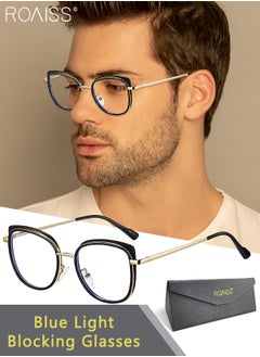 roaiss Blue Light Blocking Glasses for Men Women Anti UV and Glare Blue Light Filter Computer Glasses Butterfly Frame  Anti Eyestrain Headache Eyewear Black Gold 55mm  - Image 1