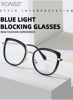 roaiss Blue Light Blocking Glasses for Men Women Anti UV and Glare Blue Light Filter Computer Glasses Butterfly Frame  Anti Eyestrain Headache Eyewear Black Gold 55mm  - Image 2