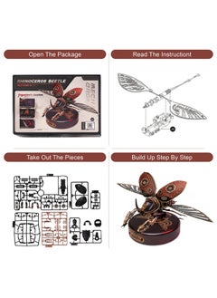 Robotime Gift for Teen Boys/Men/Hobbyist, Birthday Gift Idea, ROBOTIME MI01 Plastic Model Kit, 156 Pieces Mechanical 3D Puzzles, Rhinoceros Beetle Model Building Kits  - Image 3