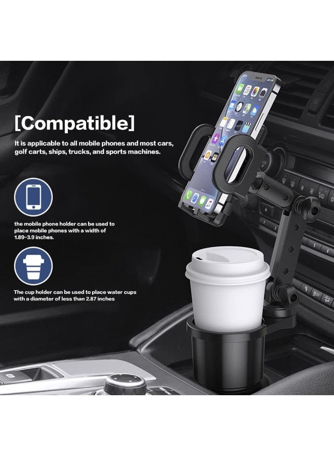 Car Cup Holder Phone Mount Universal Auto Cell Phone Stand With Drink Expand Cup Holder 2 In 1 Multifunctional Car Cup Holder Expander With 360° Rotation Phone Mount - Image 3