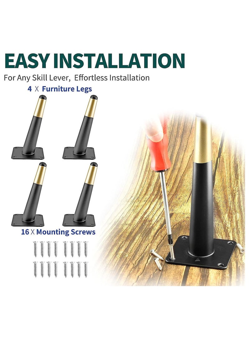 Furniture legs, Metal coffee Table Legs Furniture Feet Iron Tv Cabinet Feet, Replacement Leg Golden Sofa Feet Heavy Duty Stainless Steel Gold Sofa Legs Cabinet Legs Can Bear 800kg 4 Pcs - Image 2