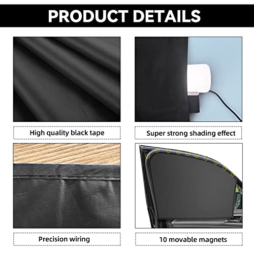 QUICTO Car Window Sun Shades, Universal Interior Accessories - Double-Sided Black (4pcs) - Image 3