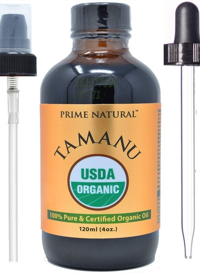 Prime Natural Organic Tamanu Oil - USDA Certified, 100% Pure, Cold Pressed, Unrefined, Virgin (4oz / 120ml) For Face, Hair & Skin Care - Natural Moisturizer - Image 1