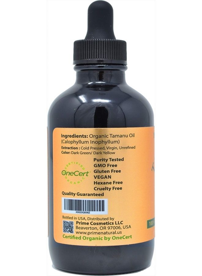 Prime Natural Organic Tamanu Oil - USDA Certified, 100% Pure, Cold Pressed, Unrefined, Virgin (4oz / 120ml) For Face, Hair & Skin Care - Natural Moisturizer - Image 3