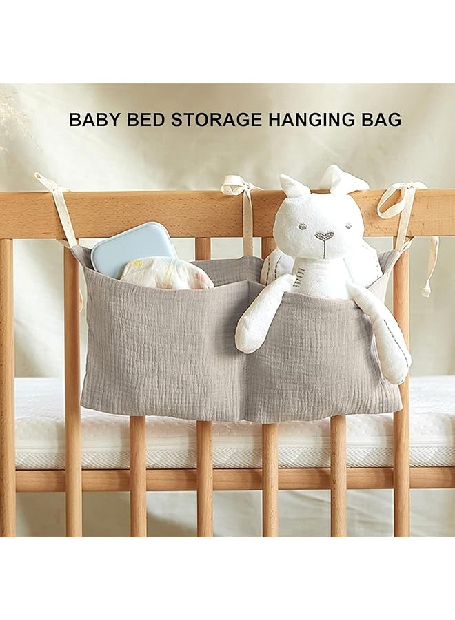 Baby Diaper Caddy Organizer Bedside Hanging Storage Bag With 2 Pockets Multi Functional Stacker For Crib Nursery Organizer And Accessories  - Image 4