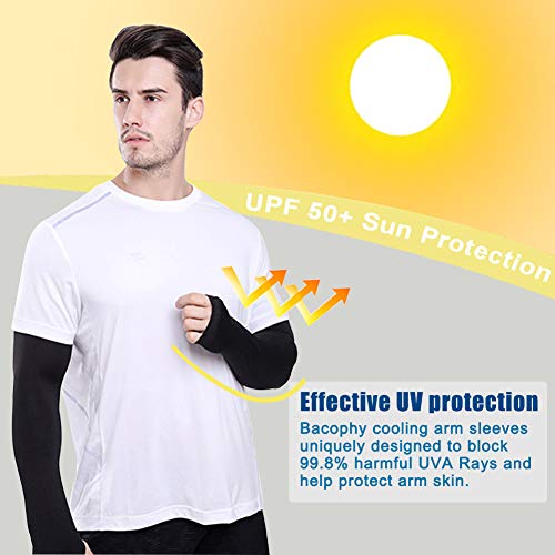 Bacophy 3 Pairs Arm Sleeves with Thumb Holes Women Men UV Protection Cooling, UPF 50 Compression Long Arm Cover - Image 2