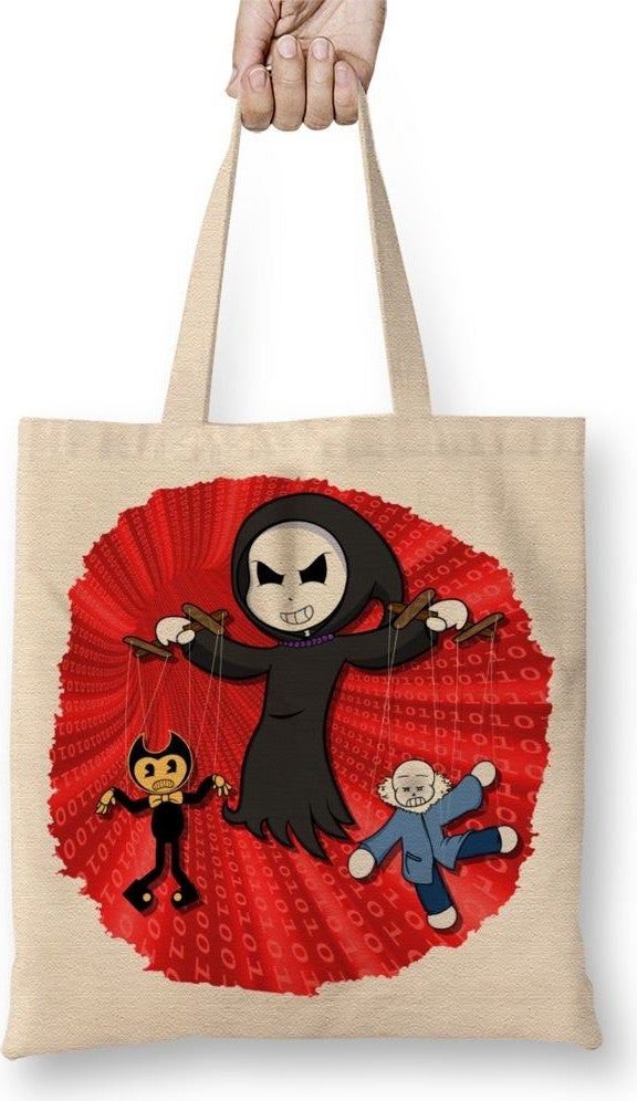 Baskı Dükkanı Print Shop Toddyn Bendy Sans Puppet Red Tote Bag Long Handle