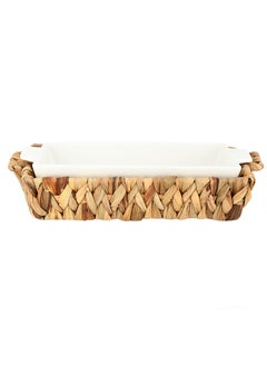 La Mesa Porcelain Oven/Serving Dish With Rattan Basket Rectangular White  - Image 2