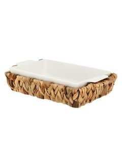 La Mesa Porcelain Oven/Serving Dish With Rattan Basket Rectangular White  - Image 3