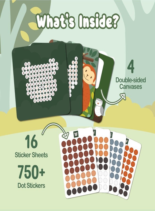 BINCA Dotties Dot Art Activity Kit, 750+ Stickers, Forest Animals Mess-Free Activities, DIY Dot Sticker Art for Toddlers, Kids Travel Activities, Craft Kits & Gifts for Boys & Girls Ages 4,5,6,7 - Image 2