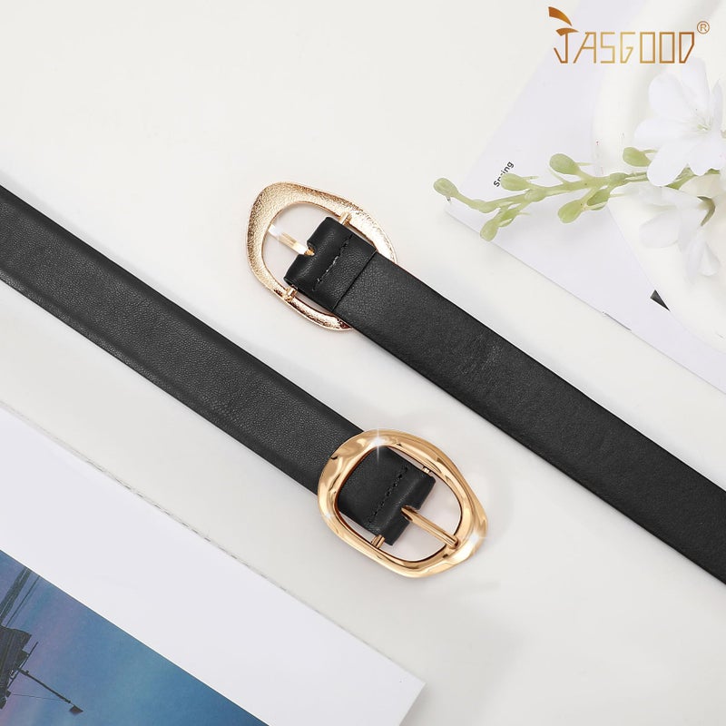 JASGOOD Women Leather Belt for Jeans Pants Ladies Casual Waist Belt Fashion Women Belt with Gold Buckle - Image 3