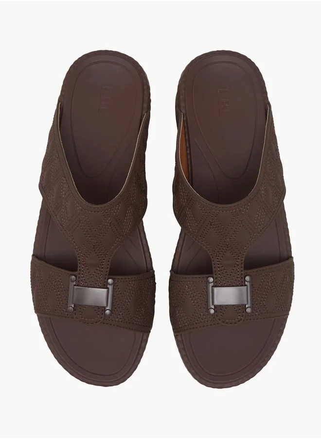 ال بي ال من شو اكسبرس Men's Buckle Accent Quilted Slip-On Arabic Sandals Ramadan Collection