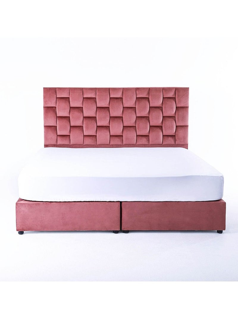 Karnak Estorn Upholstered Velvet Bed Frame Bedroom Furniture Strong And Sturdy Modern Design Wooden Bed | Quiet & Comfortable Bed (King - 180x200cm, Pink) - Image 3