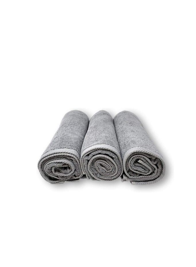 لاش مناشف Lushh Premium SPA، GYM، POOL SALOON، منشفة حمام قطن 100% 3 قطع 70 × 140 سم، فضي/رمادي - Image 2