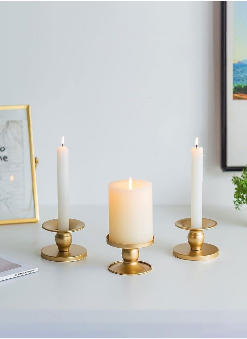 MIXDE 3Pcs Gold Dual-purpose Candle Holders for Pillar Candles and Taper Candle  - Image 2