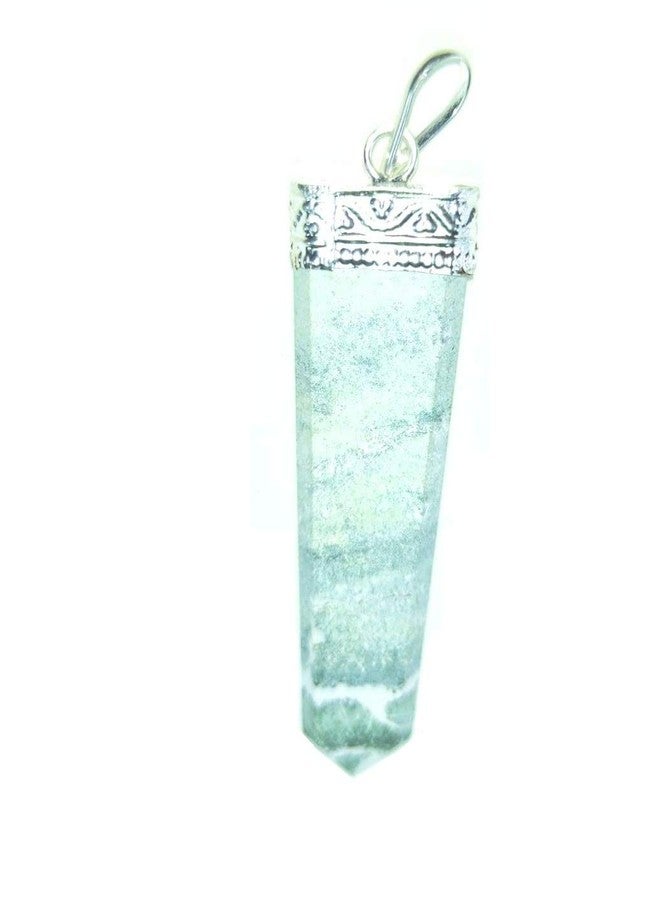 CA AGATE Green Zebra Flat Point Pendant Necklace Healing Crystal Gemstone Jewelry - Image 1