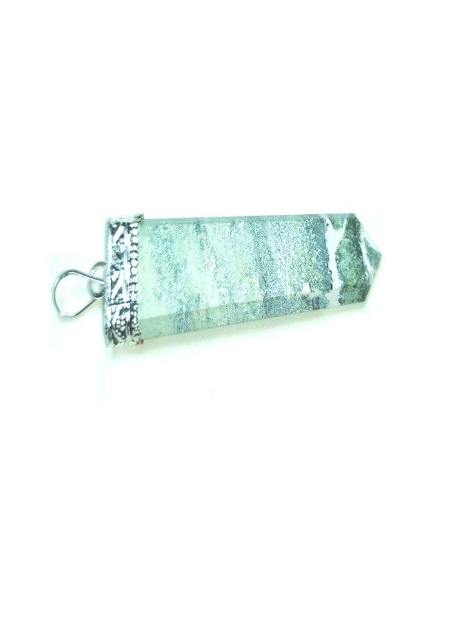 CA AGATE Green Zebra Flat Point Pendant Necklace Healing Crystal Gemstone Jewelry - Image 3