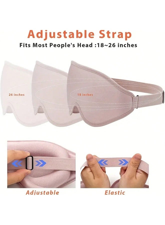3D Contoured Sleep Mask, 100% Light Blocking Eye Mask with Adjustable Strap, Breathable No Pressure Eye Cover for Sleeping, Travel, Black or Pink - Image 4