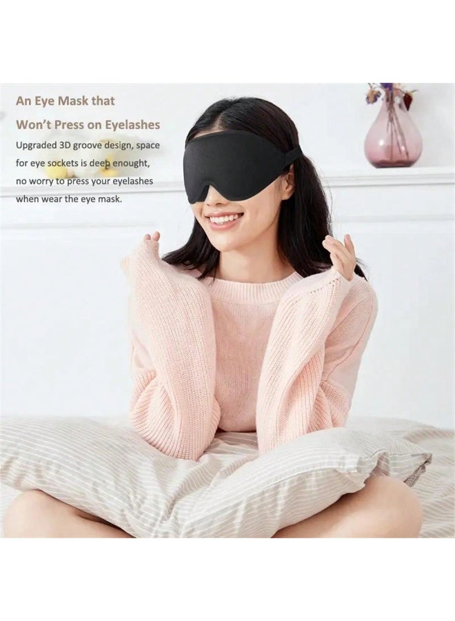 3D Contoured Sleep Mask, 100% Light Blocking Eye Mask with Adjustable Strap, Breathable No Pressure Eye Cover for Sleeping, Travel, Black or Pink - Image 2