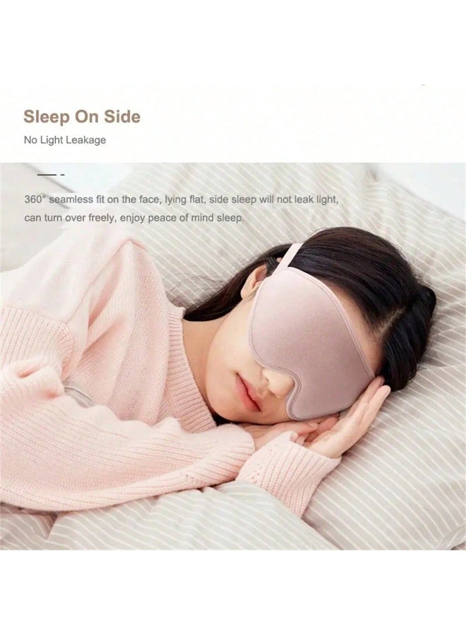 3D Contoured Sleep Mask, 100% Light Blocking Eye Mask with Adjustable Strap, Breathable No Pressure Eye Cover for Sleeping, Travel, Black or Pink - Image 3