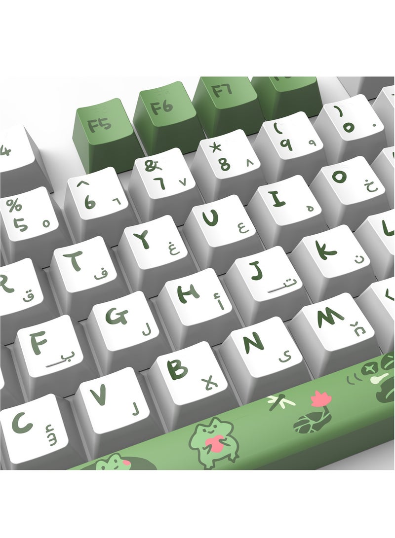 FlashHawk PBT Arabic Keyboard Caps, Sublimation Mixed Color Theme Keycaps Adapts to 61/62/64/68/84/87/104/108/980 Keys Keyboard Green White - Image 5