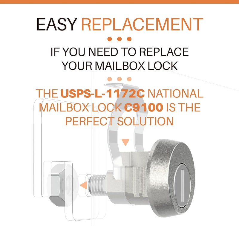 Xinxinlin L-1172C National Mailbox Lock Replacement C9100 - with 3 Keys, Replacement for USPS Mailbox Key Lock - Image 4
