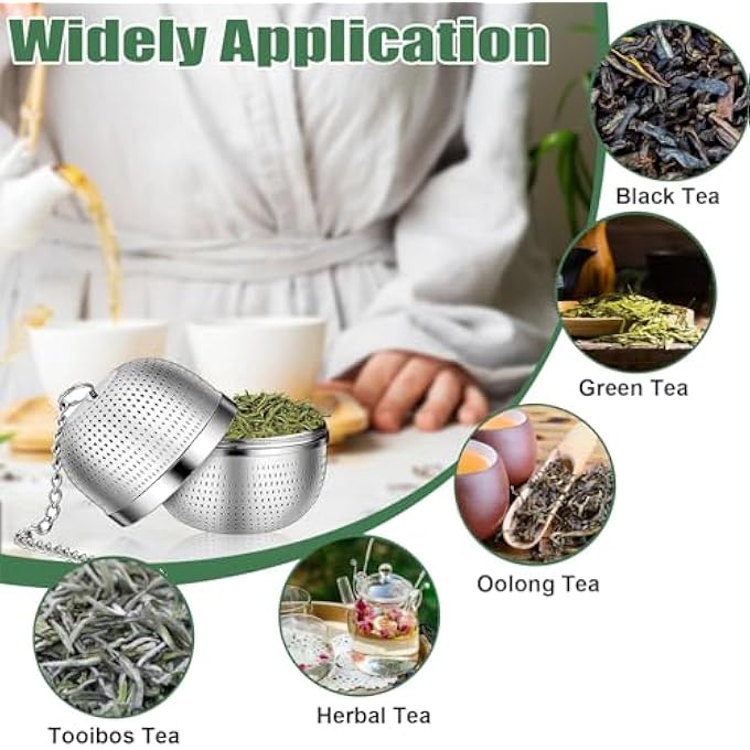 YHT Tea Infuser For Loose TeaStainless Steel Tea Ball Strainer With ChainMesh Tea Infuser For TeapotsMugsCupsLoose Leaf TeaHerbal Tea - Image 4