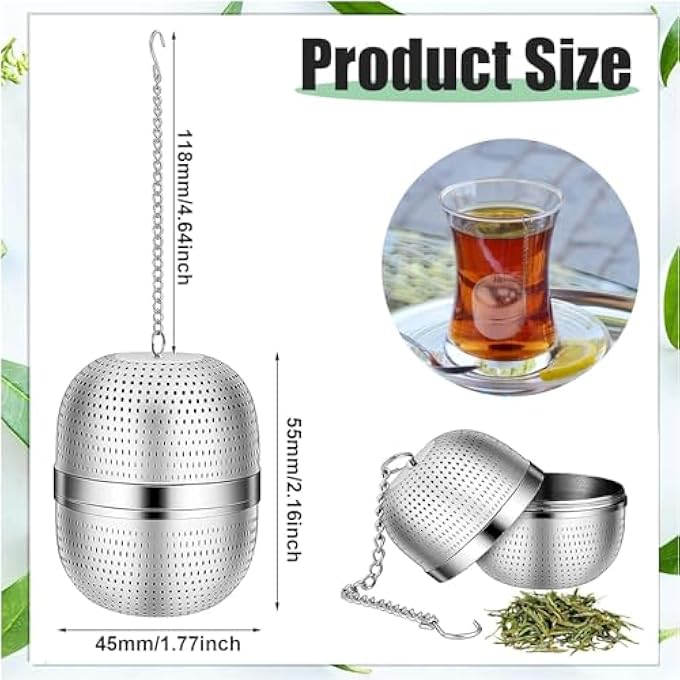 YHT Tea Infuser For Loose TeaStainless Steel Tea Ball Strainer With ChainMesh Tea Infuser For TeapotsMugsCupsLoose Leaf TeaHerbal Tea - Image 2