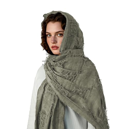 CosInStyle Wrap Dune Wasteland Hooded Shawl With Viking Brooch | Cowl Scarf Rogue Medieval Cloak Renaissance Costume Cape Accessories (Green) - Image 3
