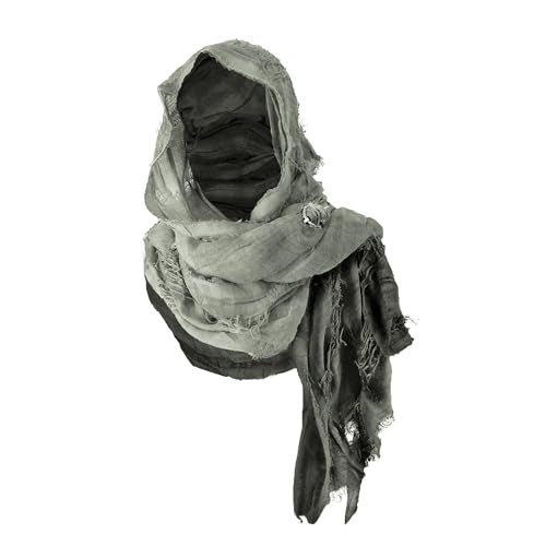CosInStyle Wrap Dune Wasteland Hooded Shawl With Viking Brooch | Cowl Scarf Rogue Medieval Cloak Renaissance Costume Cape Accessories (Green) - Image 1