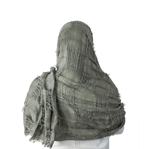 CosInStyle Wrap Dune Wasteland Hooded Shawl With Viking Brooch | Cowl Scarf Rogue Medieval Cloak Renaissance Costume Cape Accessories (Green) - Image 4