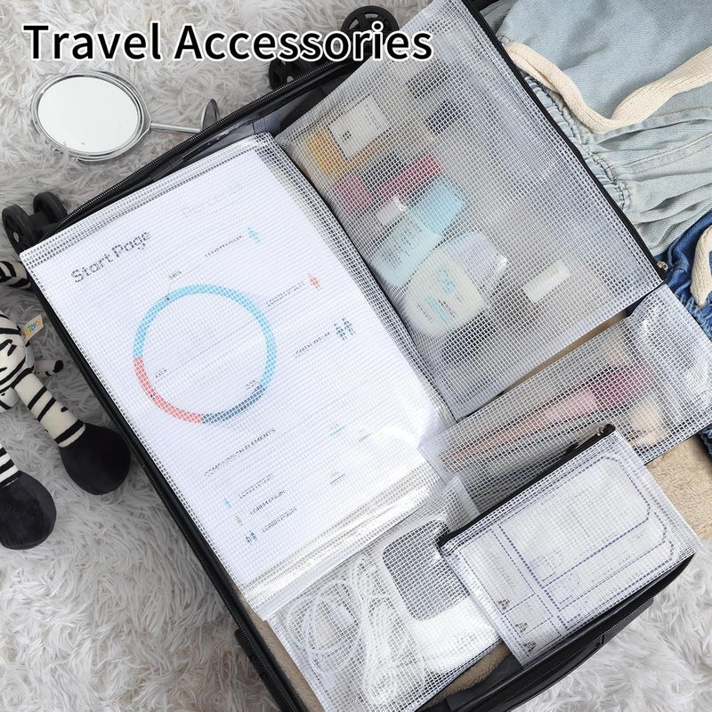 EOOUT 20pcs Mesh Zipper Pouch 8 Sizes Waterproof Zipper Bags, Plastic Travel Pouch for Board Game Travel Storage School Supplies Office Appliances Home Organize - Image 5