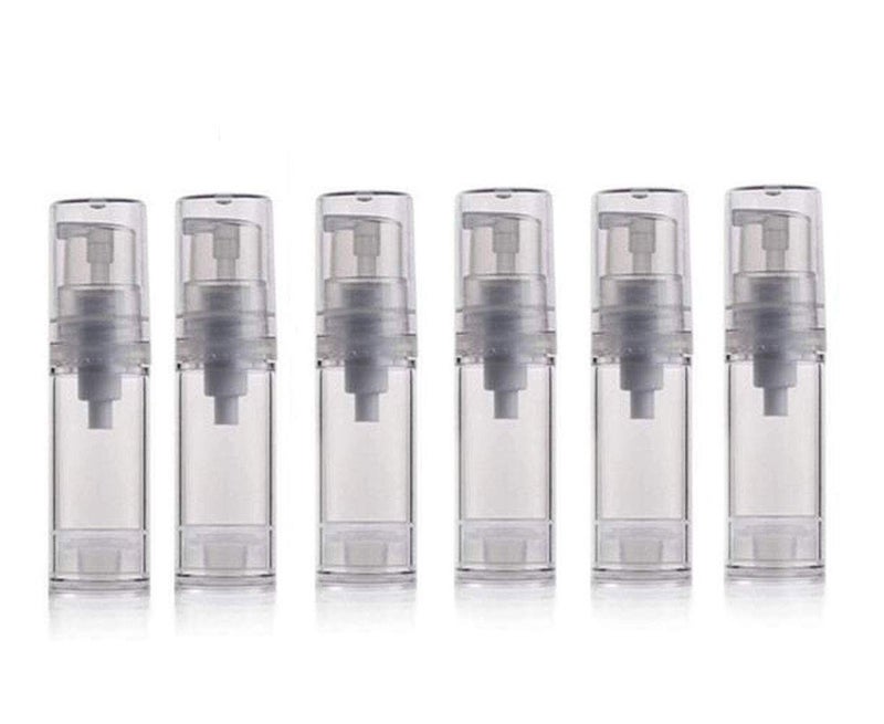 5ML Airless Pump BottleEmpty Refillable Airless Vacuum Pump Cream Lotion Bottle Travel Bottles Toiletries Liquid Container for Cosmetic Makeup Pack of 6 Transparent