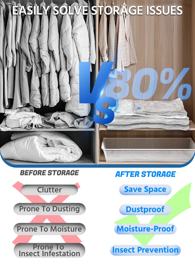 7Pcs Premium Vacuum Storage Bags, Reusable Space Saver Bags for Clothes, Blanket, Duvets, Pillows, Travel, 60x80cm - Image 2