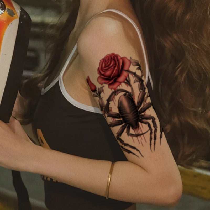 Rose Koi Butterfly Color Tattoo Sticker Eagle Half Arm Thigh Waterproof Long-Lasting Washable Trend - Image 3