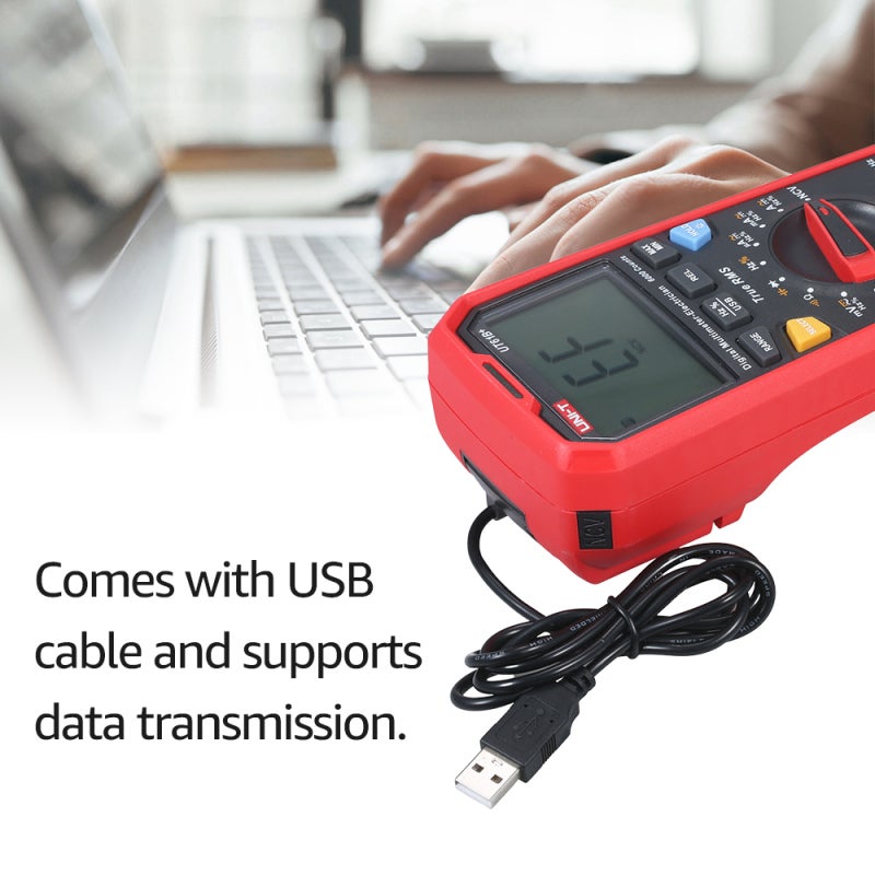 مقياس كهربائي رقمي UT61D+ من النوع التلقائي التسلسلي عالدقة احترافي - جهاز اختبار NCV - مقياس RMS حقيقي - جهاز اختبار متعدد الوظائف - أداة قياس كهربائية تدعم نقل البيانات وقياس درجة الحرارة - Image 5