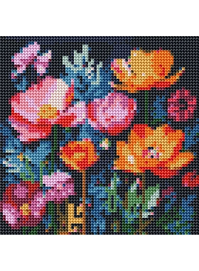 Diamond Painting Kit 5D Diamond Art Set for Kids & Adults DIY Wall Decor Craft,  Colorful Flowers Design, Acrylic Diamonds, Adhesive Canvas with Wooden Frame, Relaxing Hobby Art Kit, 20x20 cm - Image 3