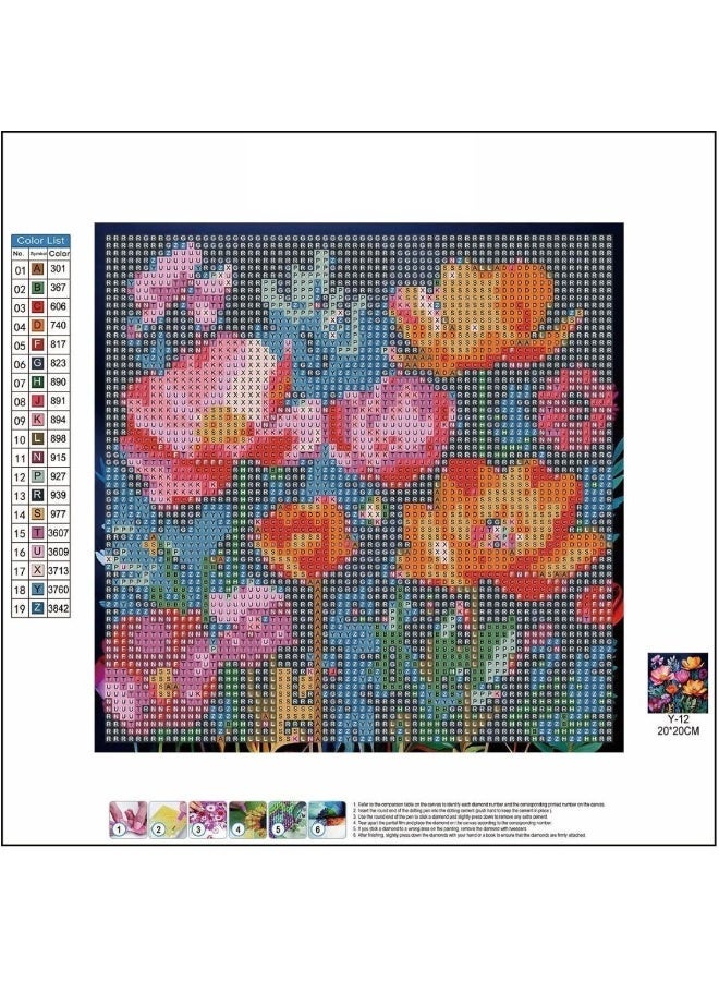 Diamond Painting Kit 5D Diamond Art Set for Kids & Adults DIY Wall Decor Craft,  Colorful Flowers Design, Acrylic Diamonds, Adhesive Canvas with Wooden Frame, Relaxing Hobby Art Kit, 20x20 cm - Image 4